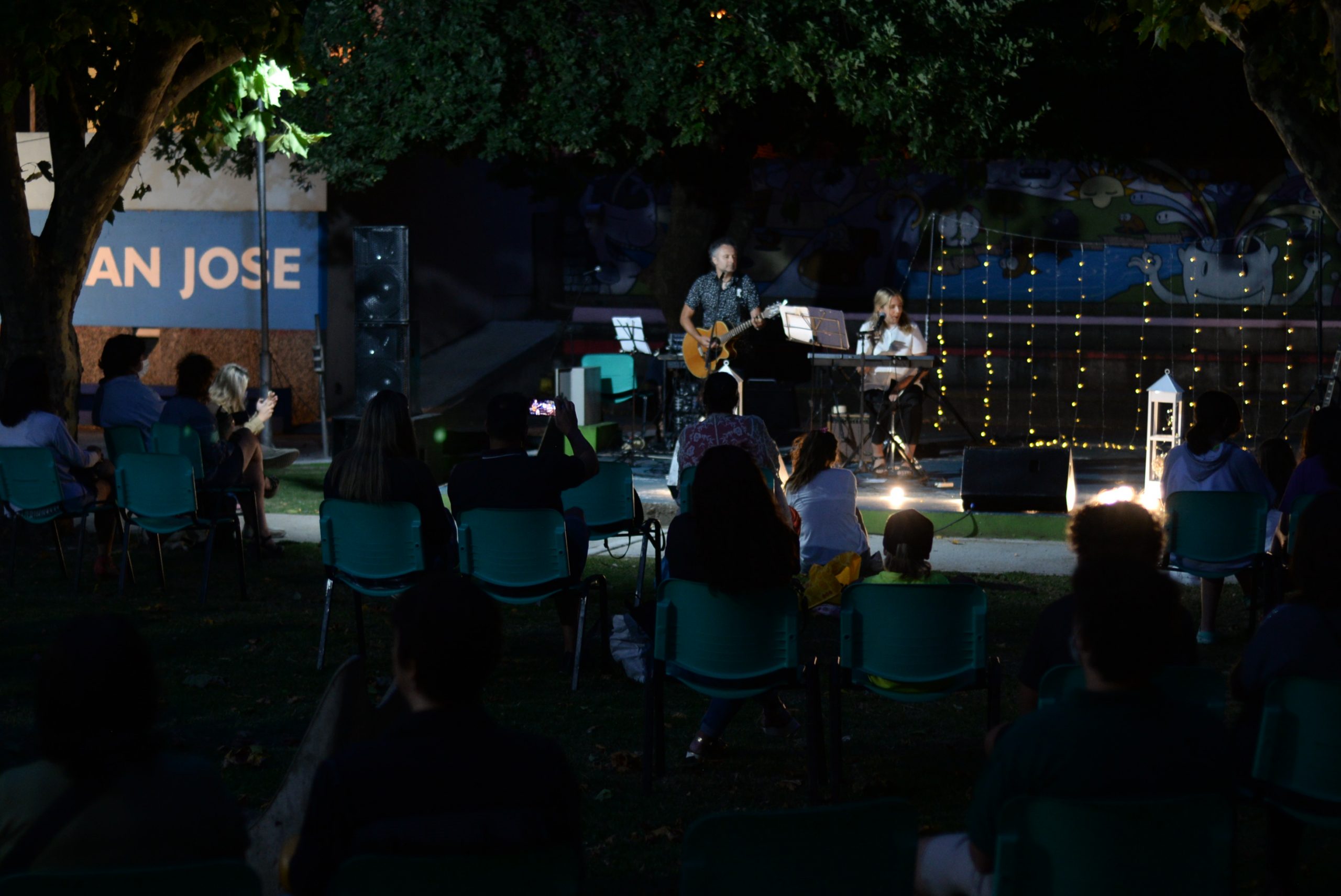 Concierto nocturno en un parque